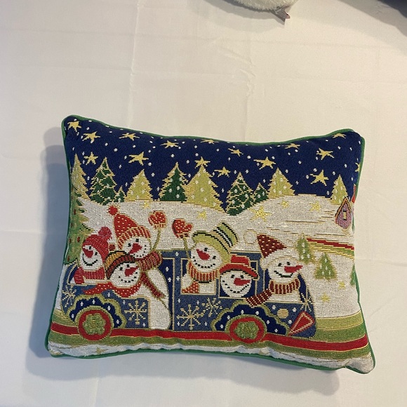 Pier 1 Other - Pier 1 Snowman Family Holiday Pillow - Blue and Green